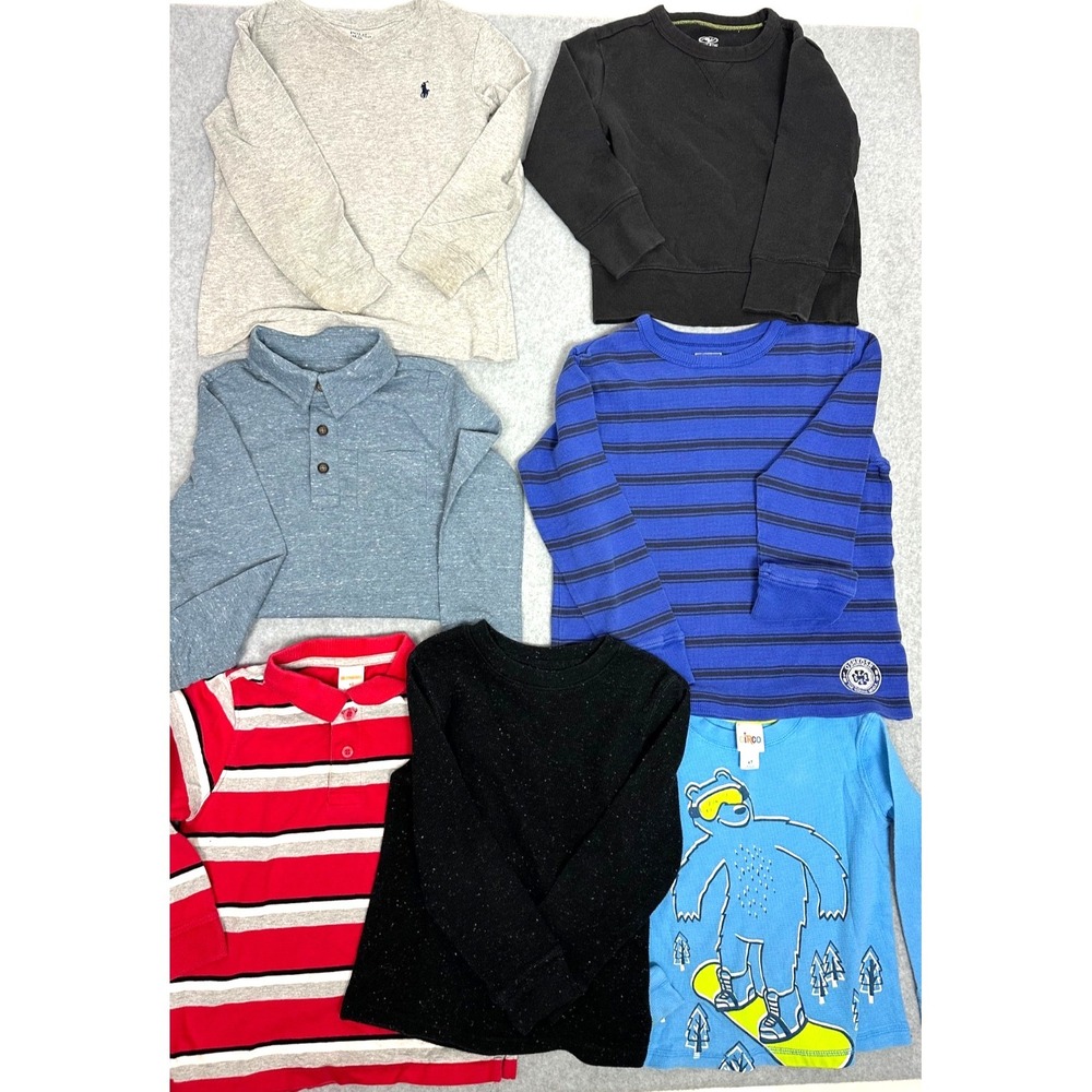 Boys Long Sleeve Shirts Lot of 7 Size 4/5-8 Athletic,Polo,Oshkosh,Gymboree,Circo